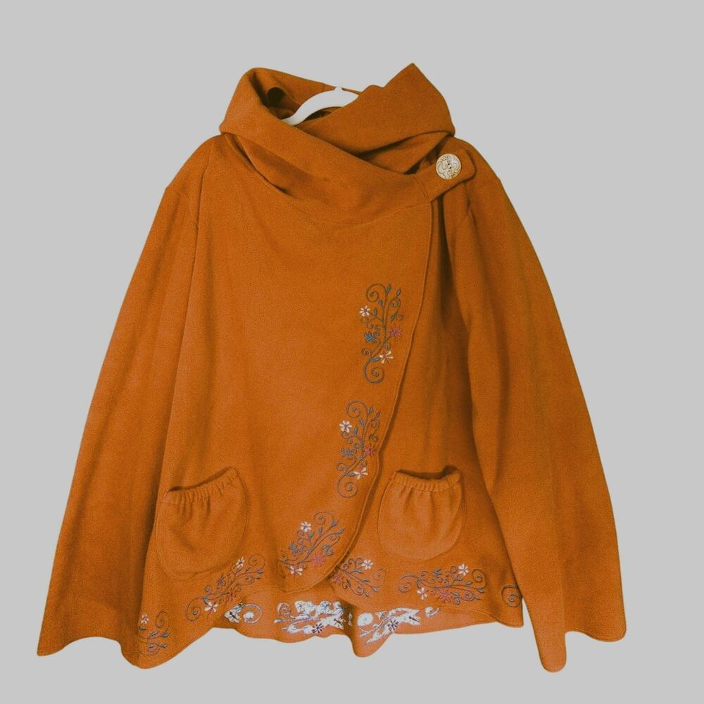 Greater Good Wrap Jacket Womens XXL Orange‎ Fleece Hood New